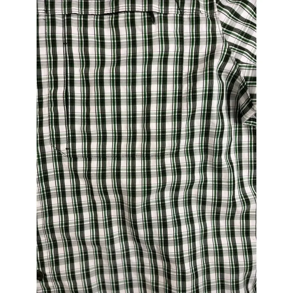 North Face Shirt Mens XXL Green Plaid Cotton Long‎ Sleeve Hiking Adult